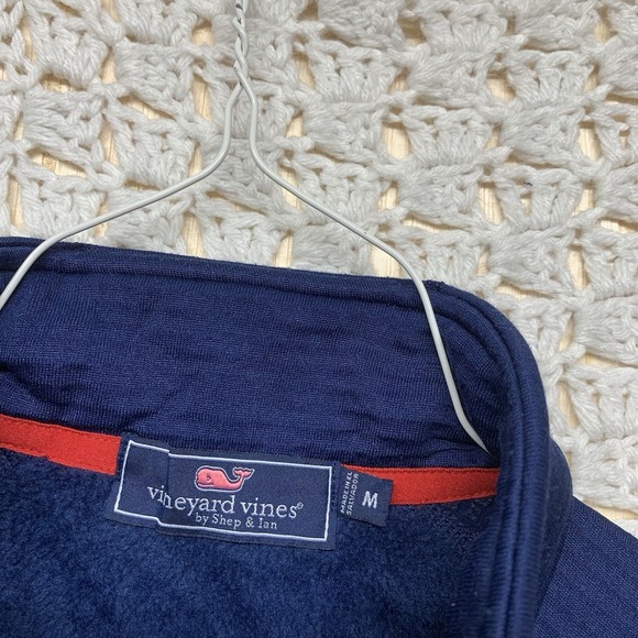 Vineyard Vines Sherpa Jacket Women Size M Navy Blue Quarter Zip Fleece - Picture 10 of 13